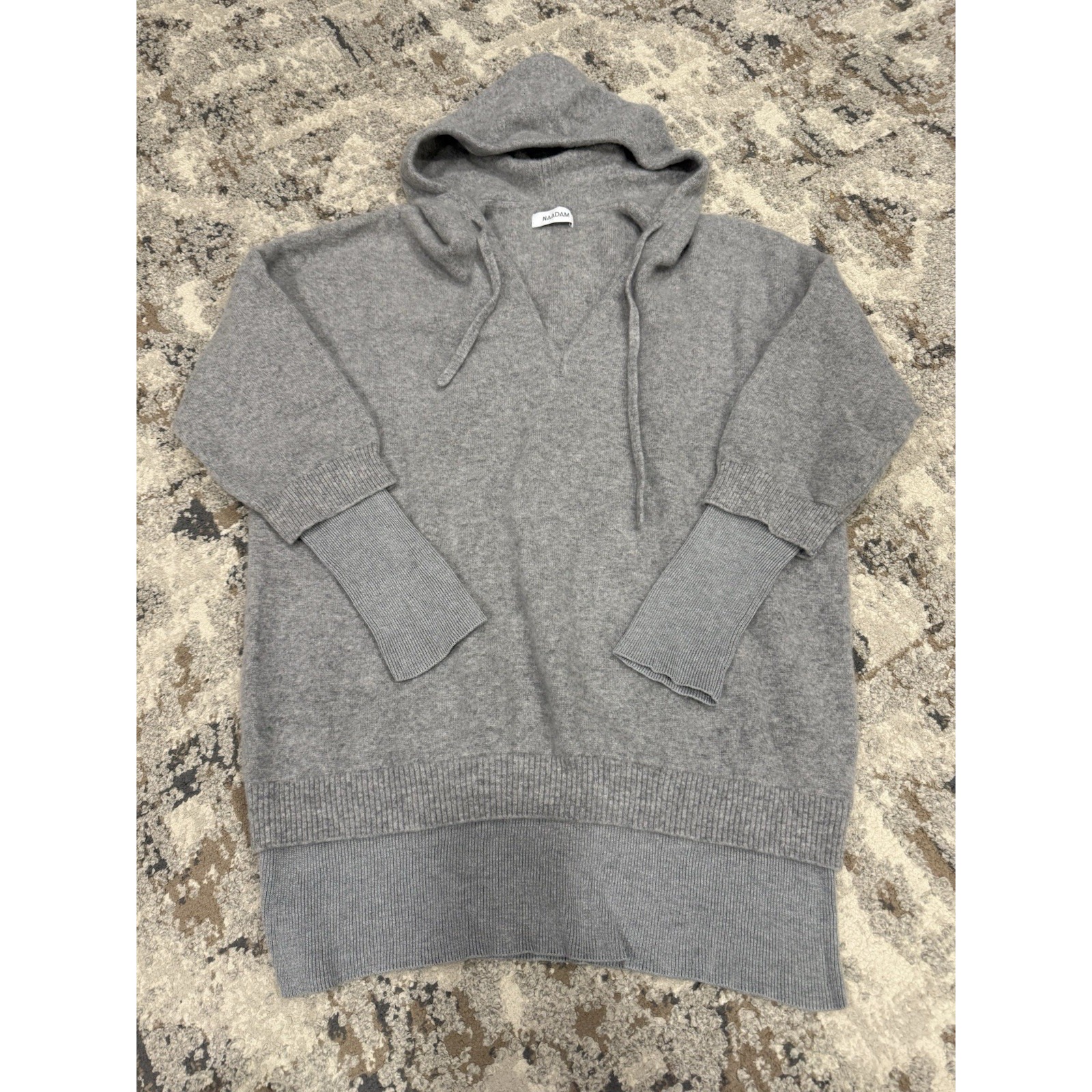 Naadam Layered 100% Cashmere Hoodie Oversized Sweater In Grey Color Sz M $465